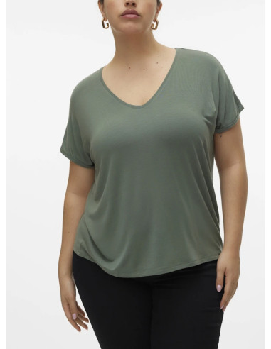 VERO MODA CURVE T-SHIRT DONNA AYA SS V-NECK TEE GA