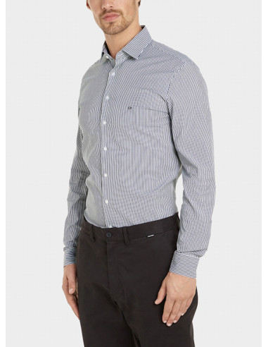 CALVIN KLEIN CAMICIA UOMO POPLIN STRIPE SLIM S, CH