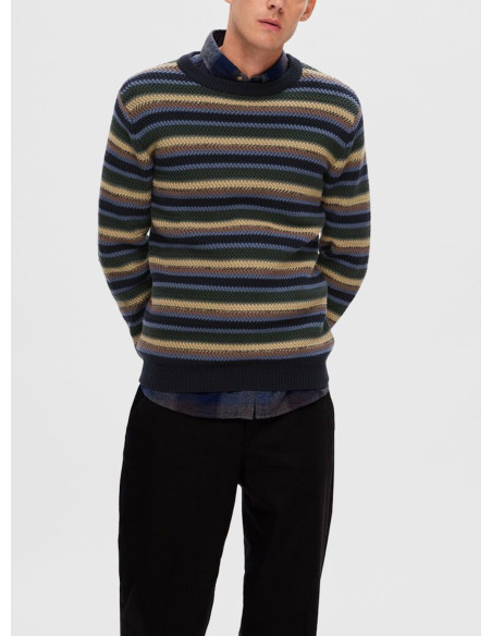 SELECTED PULLOVER UOMO,SLHSOHO MULTI STRI LS KNIT 