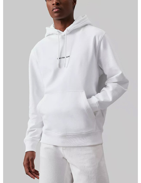 CALVIN KLEIN JEANS FELPA UOMO GRID MONOGRAM HOODIE Taglia S Couleur Bright white