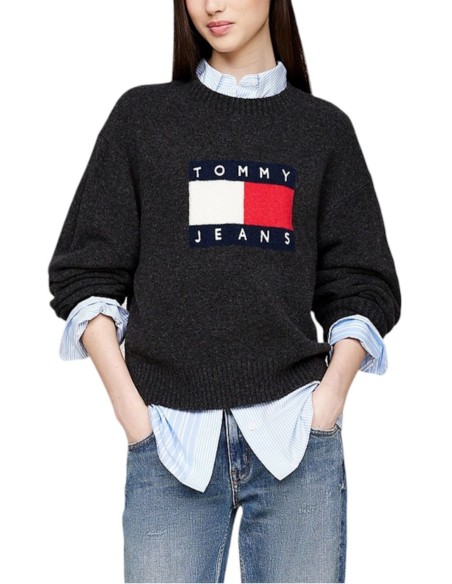 TOMMY JEANS MAGLIA DONNA MELANGE FLAG SWE, HEV