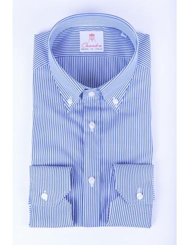 Camicia blu chiaro uomo classica a righini Chandra