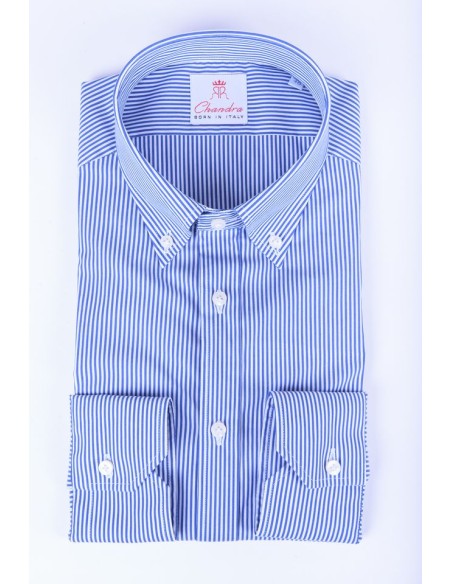 Camicia blu chiaro uomo classica a righini Chandra