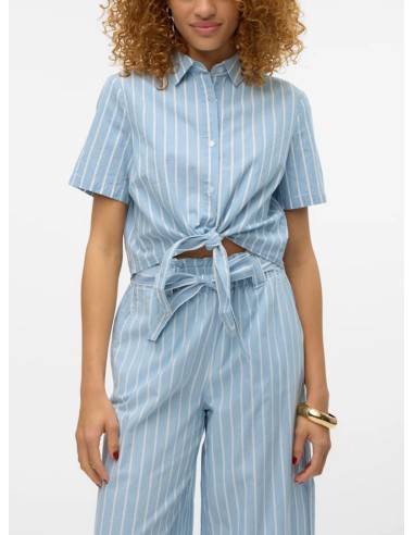 VERO MODA DONNA LEONIE 3/4 SHORT CHAMBRAY SHIRT