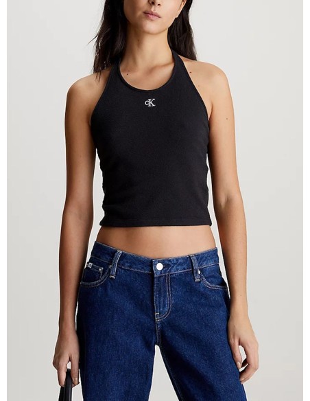 CALVIN KLEIN JEANS SLUB RIB HALTERNECK DONNA