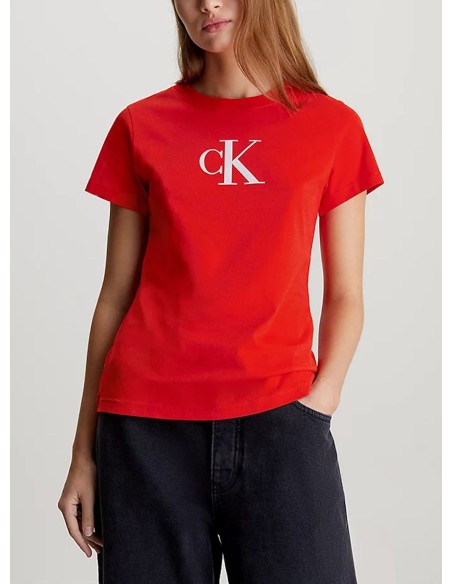 CALVIN KLEIN JEANS SATIN CK SLIM TEE DONNA