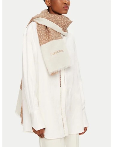 CALVIN KLEIN DONNA GEO MINIMAL LOGO LINEN STOLE