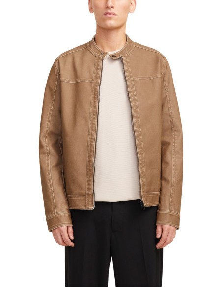 JACK & JONES UOMO WARNER WASHED PU JACKET NOOS