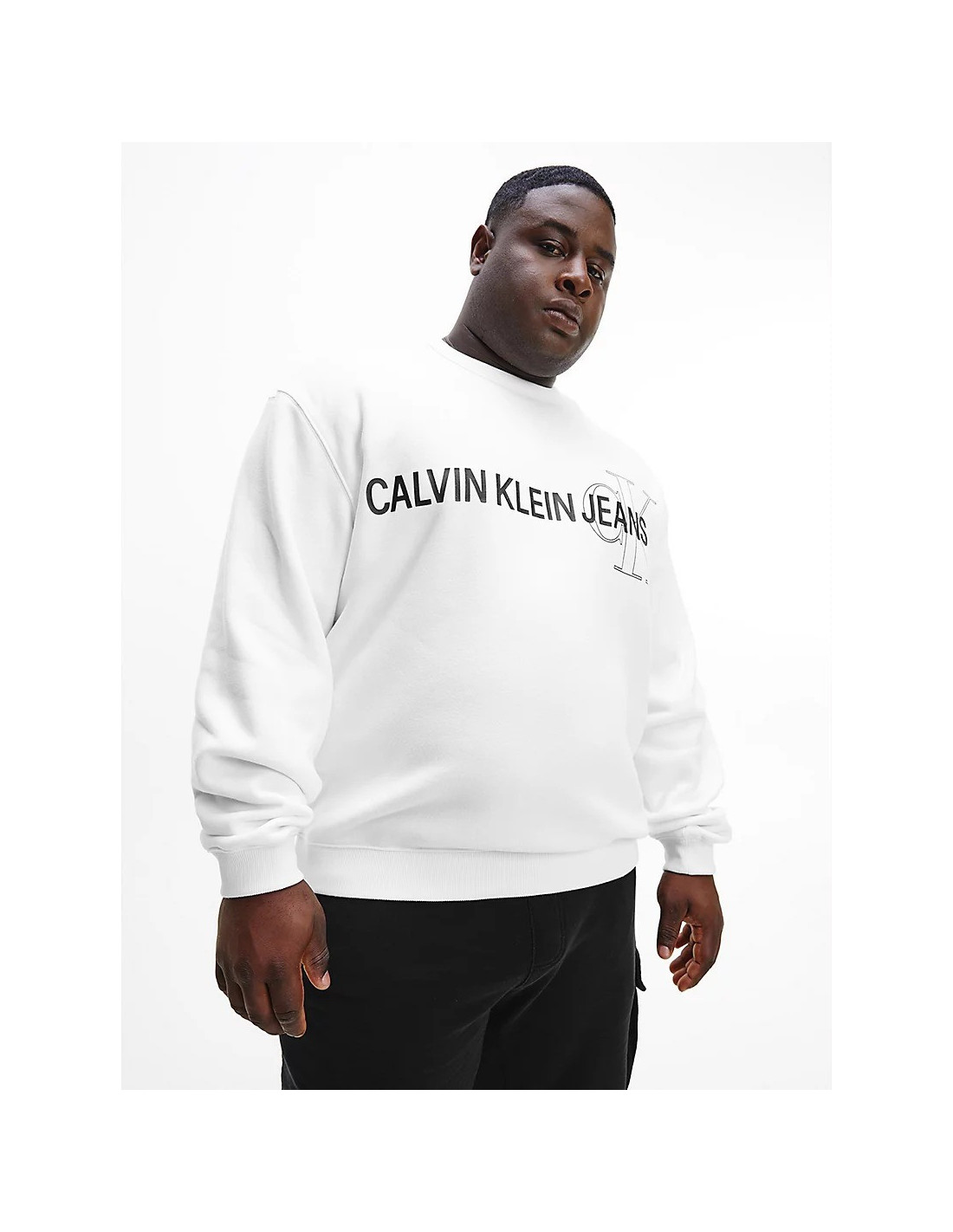 Weiß Herren-Sweatshirt in Logo Farbe Klein Weiß Taglia Instit Plus 4XL Calvin