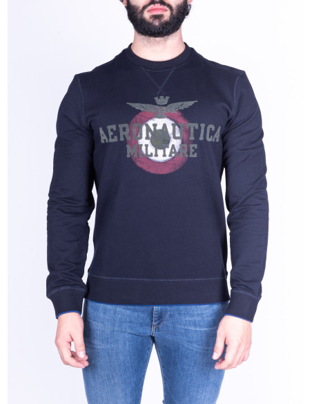 Blaues Sweatshirt mit Rundhalsausschnitt von Aeronautica Militare für Herren