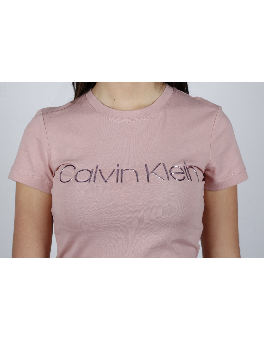 Calvin Klein slim fit women's pink t-shirt with logo Taglia XXS Color Pink