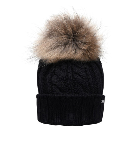 Gorro de mujer Woolrich con pompón de mapache de lana