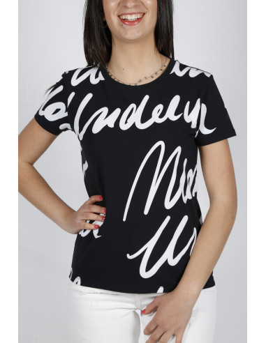 Camiseta Moschino cuello redondo mujer negra