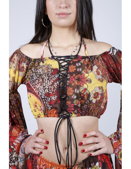 Patterned Effek chiffon fabric top