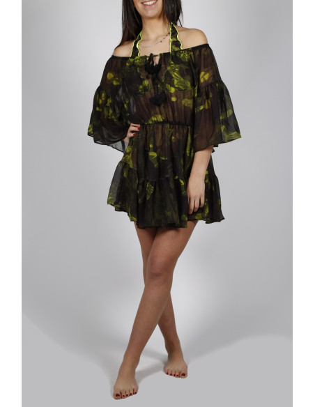 Effek chiffon dress with flounces