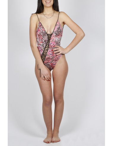 Monokini Effek multicolore con intreccio