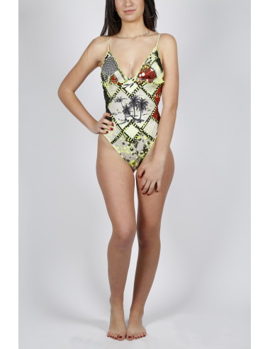 Effek mehrfarbiger Monokini mit Rüschen