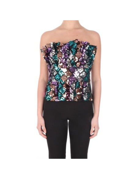 Vanmala Kocca purple and black sequin patterned top