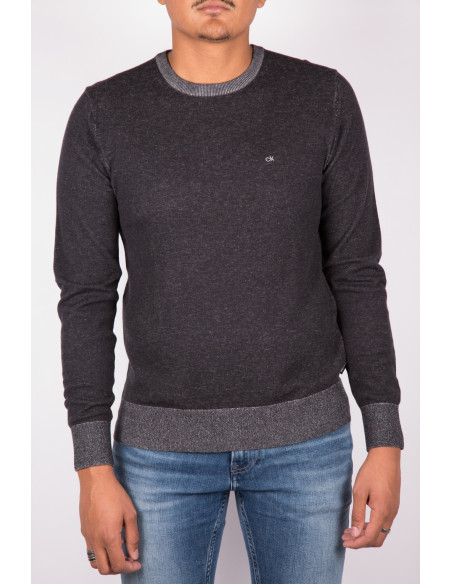 Pull homme coton soie Calvin Klein noir