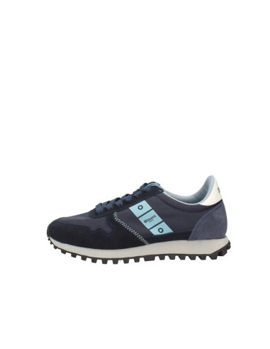 Blauer Damensneaker aus Nylon und Wildleder