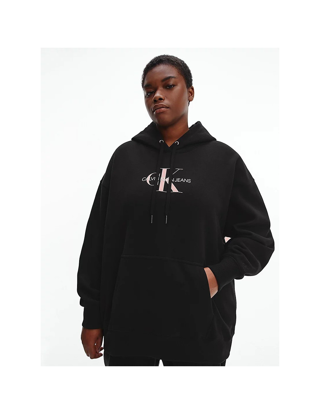 Plus Mid Scale Monog Calvin Klein women's black sweatshirt Taglia 3XL Color  Black