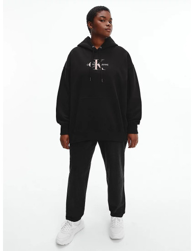 Sudadera negra de mujer Plus Mid Scale Monog Calvin Klein Taglia 3XL Color  Negro