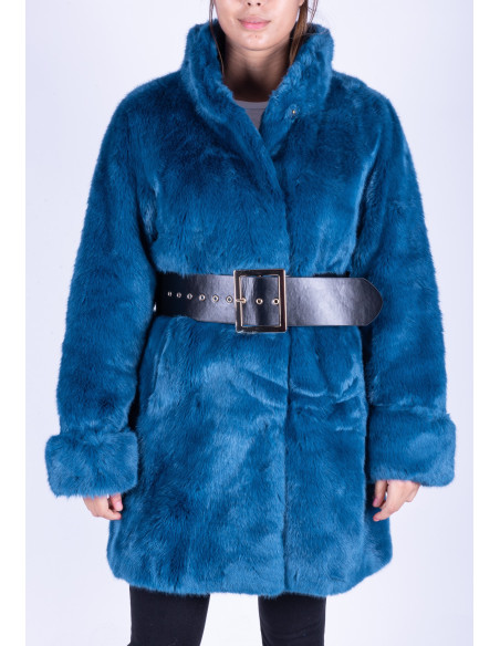 Women's blue fur Fake Fur Coat Fracomina