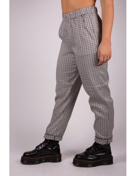 Pantalon cuadros gris online mujer