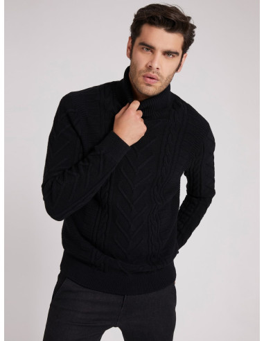 Jersey mixto Cable Guess negro para hombre