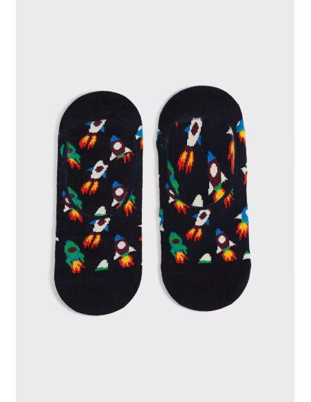 Black unisex socks Rocket Liner Happy Sock's