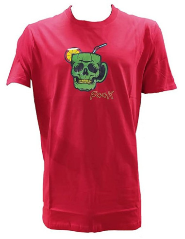 T-shirt col rond tête de mort rouge Effek homme