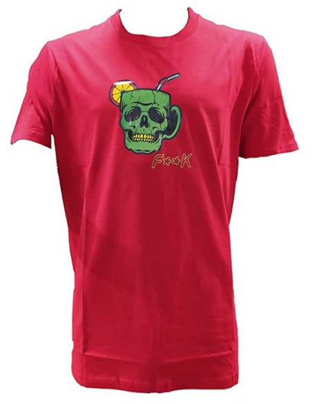 Camiseta de hombre Effek calavera roja cuello redondo