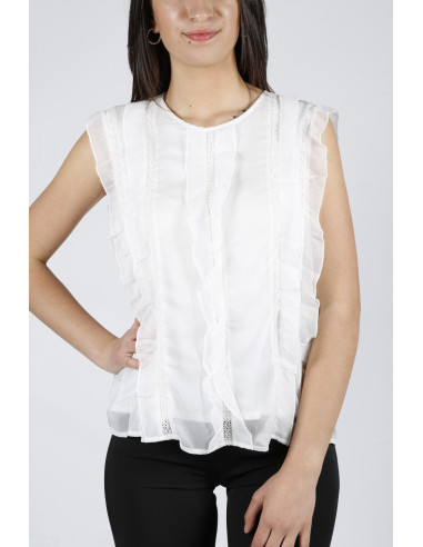 Fracomina sleeveless Rouches top