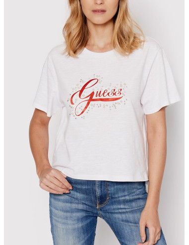 Guess Maglia Donna Taglia XS Maglietta Grigio T-shirt Cotone Estiva Logo  Woman