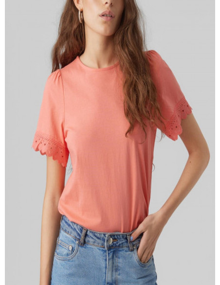 VERO MODA DONNA VMPANNA GLENN SS LACE TOP