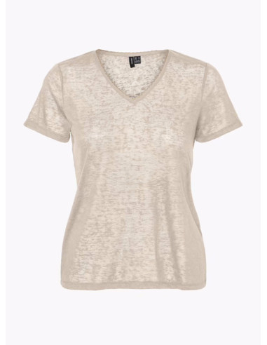 VERO MODA DONNA VMPUDDI S/S V-NECK TOP JRS BTQ