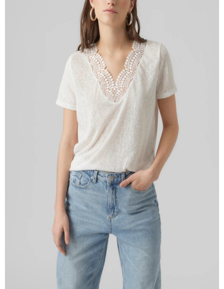 VERO MODA DONNA VMSAO S/S V-NECK TOP BTQ